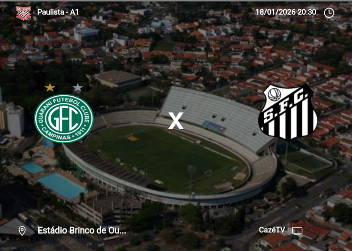 Guarani Campinas x Santos: Informações da partida | 18/01/2026
