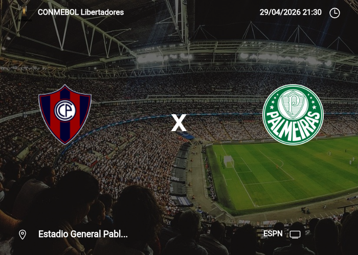 Cerro Porteno x Palmeiras: Informações da partida | 29/04/2026
